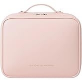 OMISTAR Travel Make Up Bags for Women - 12.2 in Cosmetic Toiletry Bag with Compartments, Long-lasting Waterproof PU Leather with Soft Removable Brush Compartments & Organized Multiple Pockets