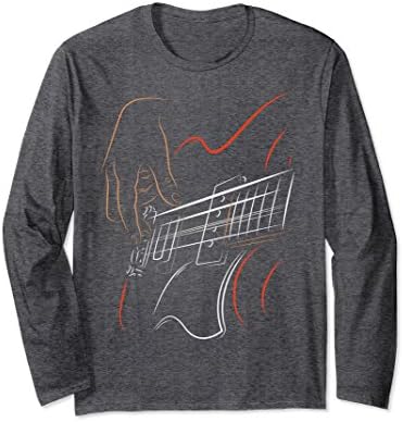 Unisex Active Bass Guitar Rock Music Long Sleeve Guitar T-shirt 2XL Dark Heather