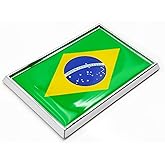 Perdecor Brazil Flag Sticker Emblem Brazilian Decal Car Chrome Flags, 2 Pack, 3 x 2 inches