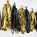 Bobee 20 Black and Gold Tissue Paper Tassel Garland Party Decorations DIY Easy Setup for New Years eve Balloon Tail Wedding Event Birthday Decoration