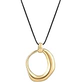 Sacina Large Gold-tone O Ring Black Necklace, Boho Goth Gothic Necklace, Goth Christmas Jewelry Gift For Women