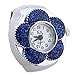 FACILLA® Women Quartz Movement Finger Ring Watch Royal Blue Flower Dial Arabic Numerals