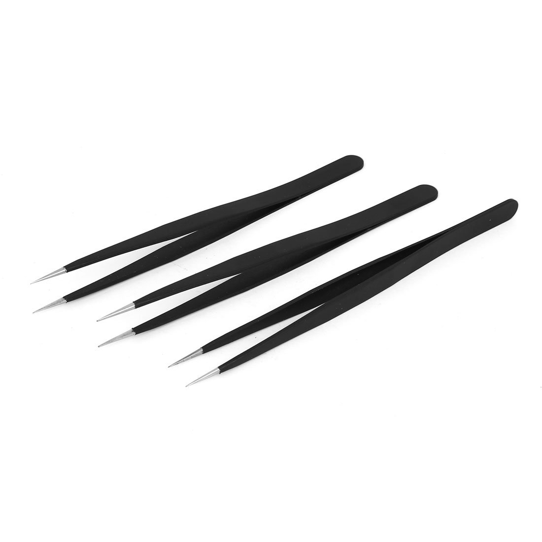Sourcingmap ESD-11 Tweezers, Anti-Static Non-Magnetic Stainght Point Tip for Craft Jewelry Electronics, 5.5" Overall Length 3 Pcs