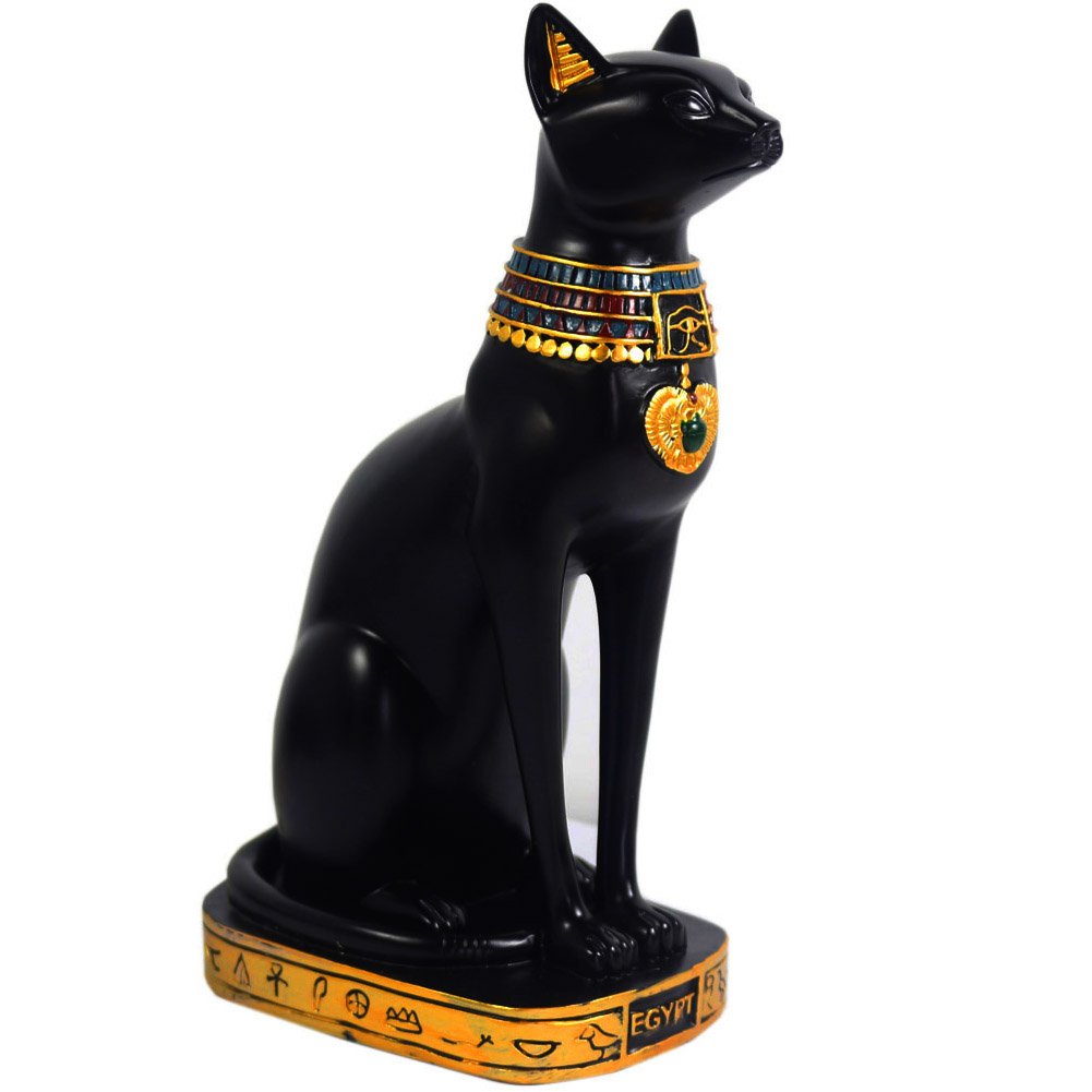 KiaoTime 9.5" Ancient Egypt Goddess Bast Cat Pharaoh Statue, Cat Sculpture for Home Decor