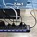 Multi Port USB Splitter, 7 in 1 USB Port 2.0 Hub with High Speed Individual ON/Off Switches and LEDs USB Port Expander (7-Port USB)