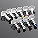 Xpircn 16G Clear Labret Monroe Lip Rings Plastic Bioflex Opal Tragus Cartilage Helix Earrings Retainer for Work Push in Lip Studs Piercing Jewelry (16Gx10mmx3mm 14PCS)