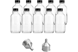 XHPHAPACK 10 Pack 4 oz Glass Shot Bottles with Caps,120ml Clear Round Small Glass Ginger Shot Bottle With Lids, Mini Travel Essential Bottles for DIY Juice,Potion,Whiskey and Other Drinks