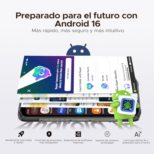 DOOGEERugged BLADE10POWER Android 16 Rugged Mobile Phone, 10300mAh 24GB+256GB/2TB Rugged Mobile, 6.6'' NFC Smartphone, Camera 50MP/Face ID/Fingerprint/Widevine L1/3 Card Slots/Dual 4G/GPS