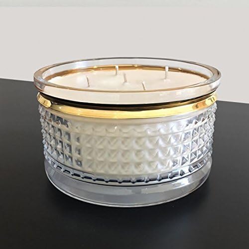 5 Wick Gold Trim Crystal Aromatherapy Soy Wax Candle with Essential Oils