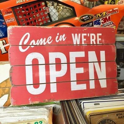 Amazon Come In We Re Open サインボード 看板 Mdf 店舗看板 文房具 オフィス用品