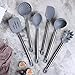 Grey and Black Kitchen Utensil Set for Cooking, Silicone Kitchen Utensils Set for Modern Cooking and Serving, Cooking Utensils for Nonstick Cookware Heat Resistant, 6-Piece Black Utensil Set