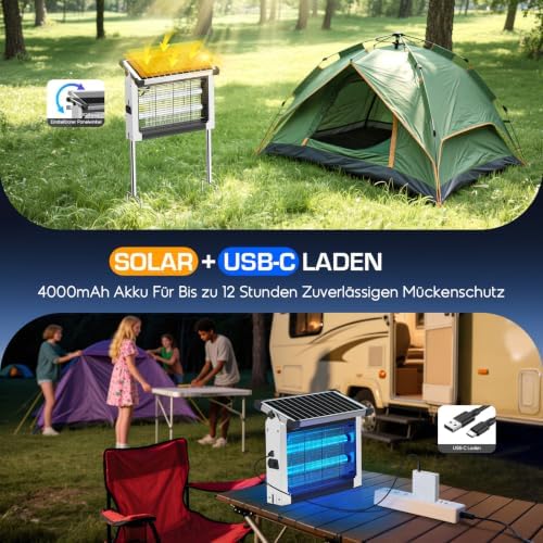 Insektenvernichter Solar Outdoor, Mückenlampe IPX5 (Weiß)
