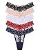 TALEVE Women's Sexy Lace Cheeky Thong Underwear Plus Size Nylon Hipster See Through Panties Pack of 5