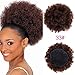 LEOSA High Puff Afro Ponytail Drawstring Short Afro Kinky Curly Pony Tail Clip in on Synthetic Curly Hair Bun Made of Fiber Puff Ponytail Wrap Updo Hair Extensions with Clips (Light Brown)