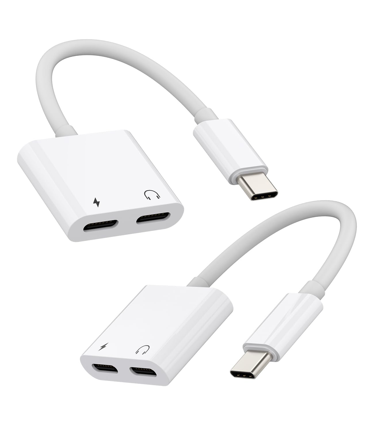 Photo 1 of iPhone USB C to Headphone Adapter Dual Type C Jack Audio Charger Dongle Splitter(2 Pack)Compatible for Samsung S21 Galaxy Z Flip 5 Apple 15 Pro Max Plus iPad 10?Air 4/5?Mini6?12.9 Aux Cord Accessories