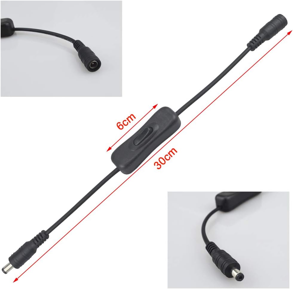 QitinDasen 5Pcs Premium DC Power Switch Cable, Inline Toggle Switch Extension - Image 3