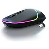 SOLAKAKA LED Wireless Mouse, Slim Portable Cordless Silent Laptop Office Mouse, Rechargeable 2.4G Mobile Optical USB Computer