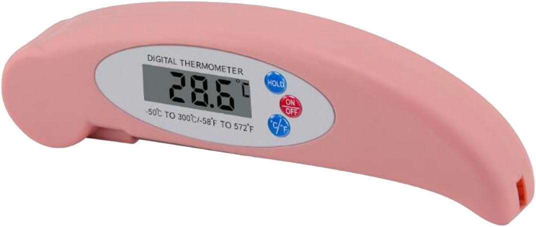 Cromoncent Meat Thermometer,Food Thermometer Digital Instant Read Thermometer Grill Thermometer with LCD Backlight Collapsible Internal Probe & Calibration for Kitchen,BBQ,Milk,Soup Pink