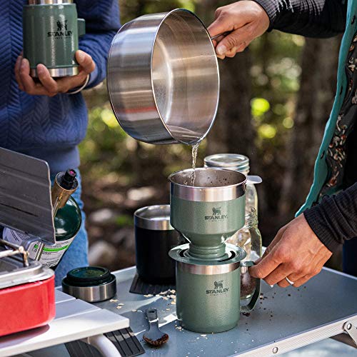 STANLEY Perfect Brew Pour Over Set | 12 oz Camp Mug with Lid Included | Drip Coffee Maker with Reusable Filter | Insulated Stainless Steel | BPA-Free | Hammertone Green