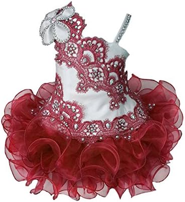 SweetFaterk Infant Girls' Lace Appliques Tutu Gowns Baby Pageant Cupcake Dress 3 US Burgundy