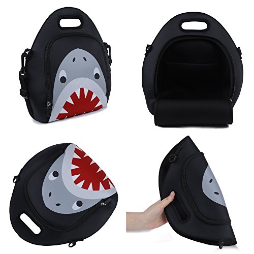 Neoprene Lunch Bag, Anyshock Insulated Lunch Tote Bento Box Organizer with Zipper Pocket Adjustable Shoulder Strap Outdoor Travel Picnic Carry Case For Women Men Kids Girls Adults (Shark)