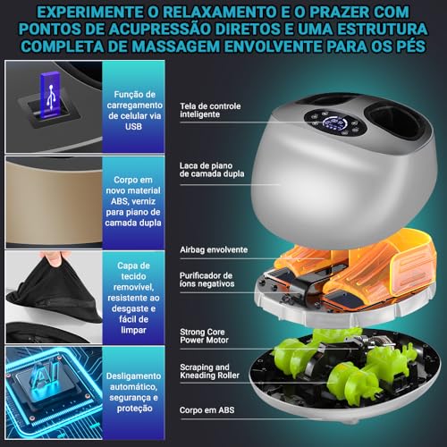 110-240V, Massageador de Pé, Máquina de Massagem de Pés Shiatsu Aquecimento Profundo, Adequado para Tamanhos de Calçado 34-47