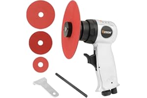 Hoteche 125MM (5") Air High Speed Sander - Lightweight Die Cast Aluminum Body, Includes 3 Sanding Papers (3"/75mm, 5"/125mm, 