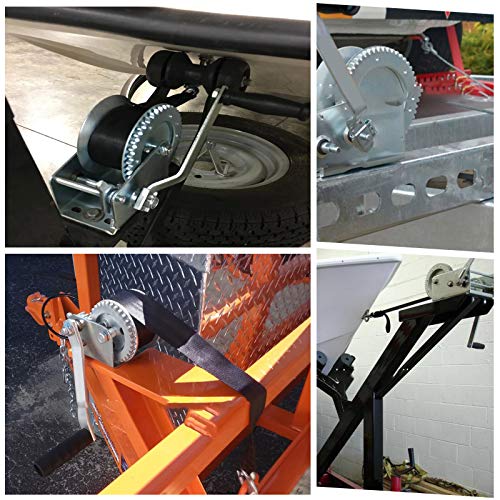 AUXMART 3200lbs Boat Trailer Winch Heavy Duty Hand Winch with 26FT Strap and Hook, 2 Ways Hand Cable Crank Winch for ATV, Boat, Truck, Trailer - Image 7