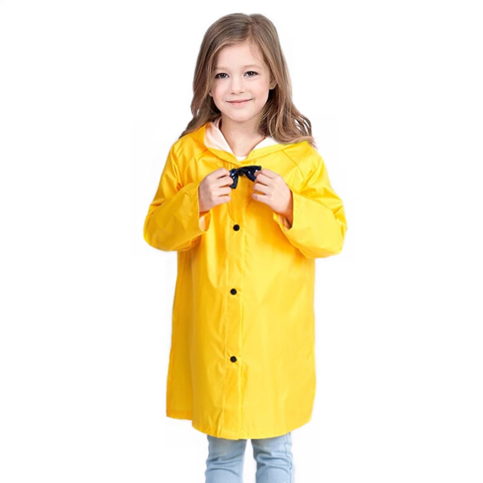 Photo 1 of Aoduoer Kids Rain Jacket Packable Hooded Rain Coat for Girls Boys Toddlers Rain Gear, Halloween Cosplay Costumes (M/3T-4T, Yellow)