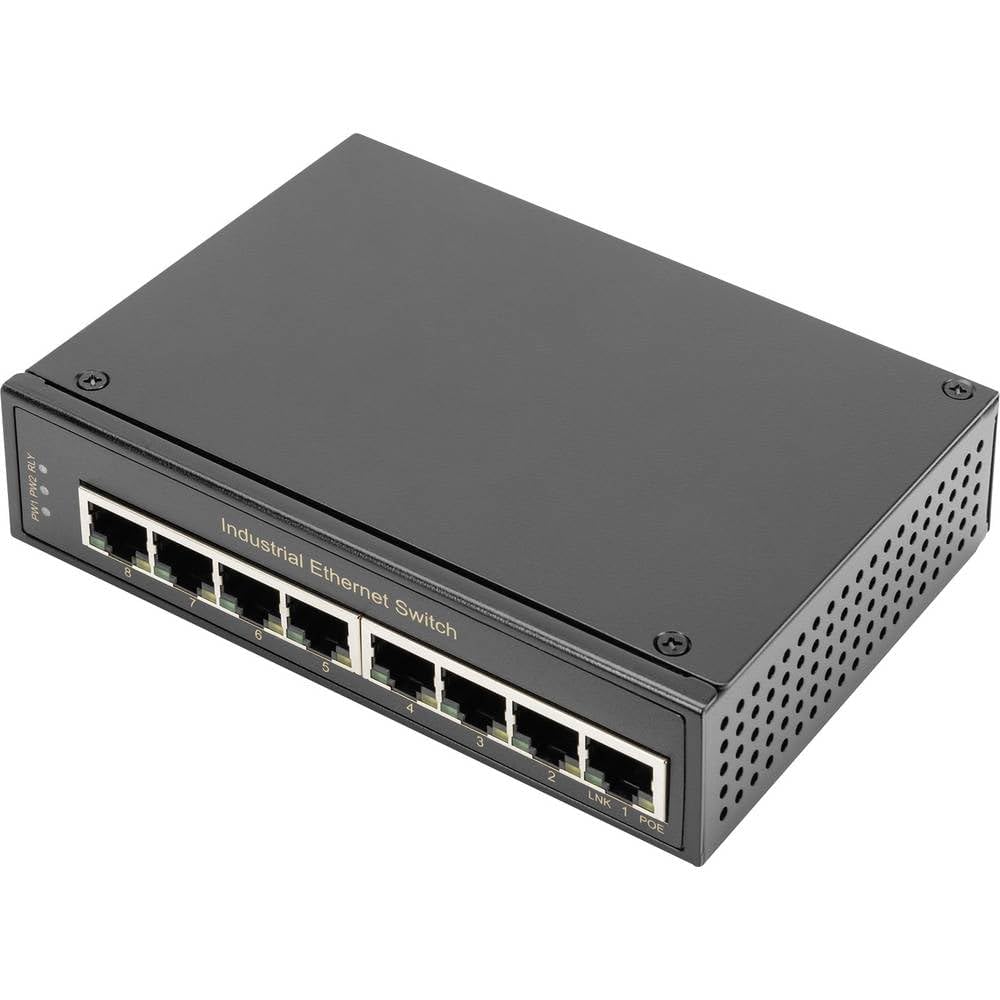 DIGITUS Network Switch 8-Port - DIN rail or wall mounting - Gigabit Ethernet RJ45 sockets - DIN rail - 1 GBit/s