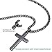 FUNRUN Stainless Steel Black Cross Pendant Necklace Womens Mens,Black Chain 24''