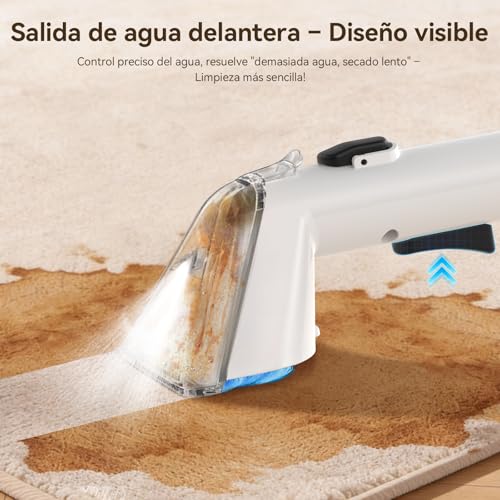 Uwant Y100 Aspiradora de Agua Tapiceria, 600W 18 kPa, Doble Depósito 1.2L y Autolimpieza, Higieniza 99.9% con Detergente 500ml y Cepillos, Limpiador de Tapicerías, Para Sofá, Alfombra y Colchón