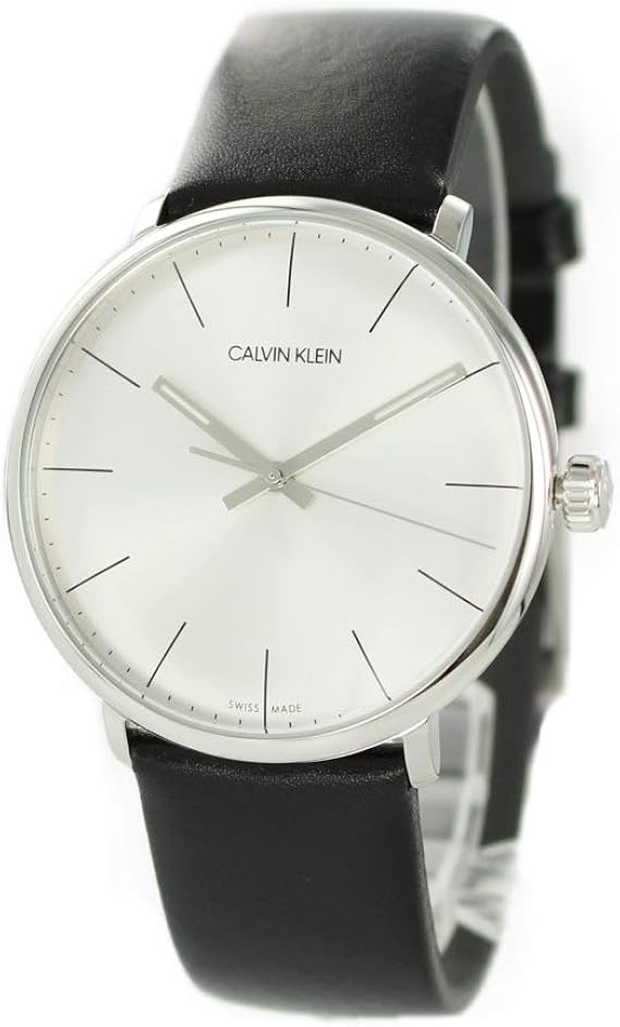 Amazon カルバンクライン Calvin Klein メンズ High Noon ハイヌーン シルバー ブラック レザー 革ベルト K8m211c6 腕時計 並行輸入品 メンズ腕時計 腕時計 通販