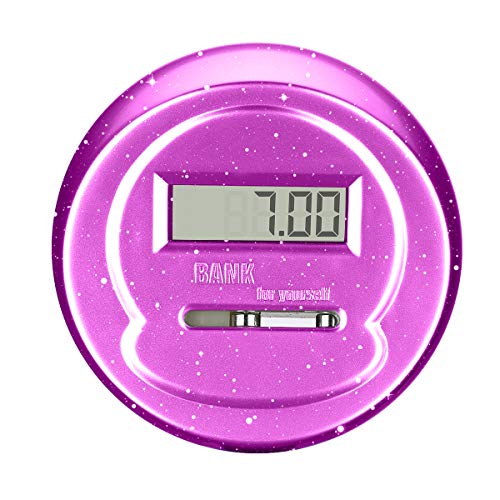 Younion Digital Coin Bank, Automatic Coin Counter Totals All U.S. Coins, Clear Money Saving Jar with LCD Display, Purple