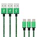 Micro USB Cable 3-Pack 3ft Nylon Braided Extremely Durable Micro USB Cable High Speed USB A Male to Micro B Sync and Charging Cables Green