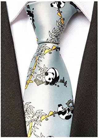 Novelty Patterned Ties for Men Cute Panda Printed Casual Satin Party Handmade Neckties