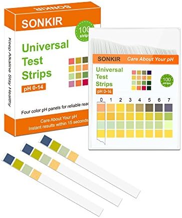 Sonkir pH Test Strips, Test pH Level for Acidic Alkaline Universal Litmus Test Paper Strips Instant Results in Seconds, Full pH Range of 0-14 (1-Pack pH Test Strips) (pH Test Strip)