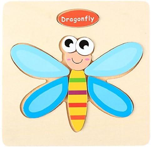 Doinshop Wooden Puzzle for Toddlers Educational Developmental Baby Kids Training Toy 12M-5T(Dragonfly)