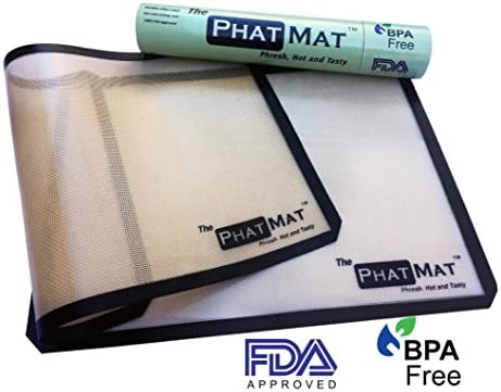 Silicone Baking Mat 2-Pk for Healthy Cooking from The PhatMat- Half Sheet Mat, Saves Time & Money