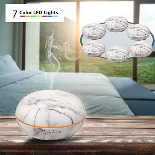 Essential Oil Diffuser White Marble 300ml Adjustable Mist Size Ultrasonic Aroma Diffuser and Air Humidifier Waterless Auto Shut-off and 7 LED Light Colors for Office Home Gift