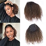 Afro Kinky Curly Human Hair Ponytail Extensions Remy Afro Kinky Curly Drawstring Ponytail 4B 4C Afro Ponytail For Natural Hair Curly Clip In Ponytail Extensions For Black Women One Piece 1B/4 12Inch