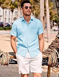 COOFANDY Mens Beach Shirts Short Sleeve Button Up