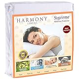 Harmony Linens Premium Waterproof Mattress Protector - Dust Mite and Bacteria Resistant - Hypoallergenic - Fitted Deep Pocket - (King)