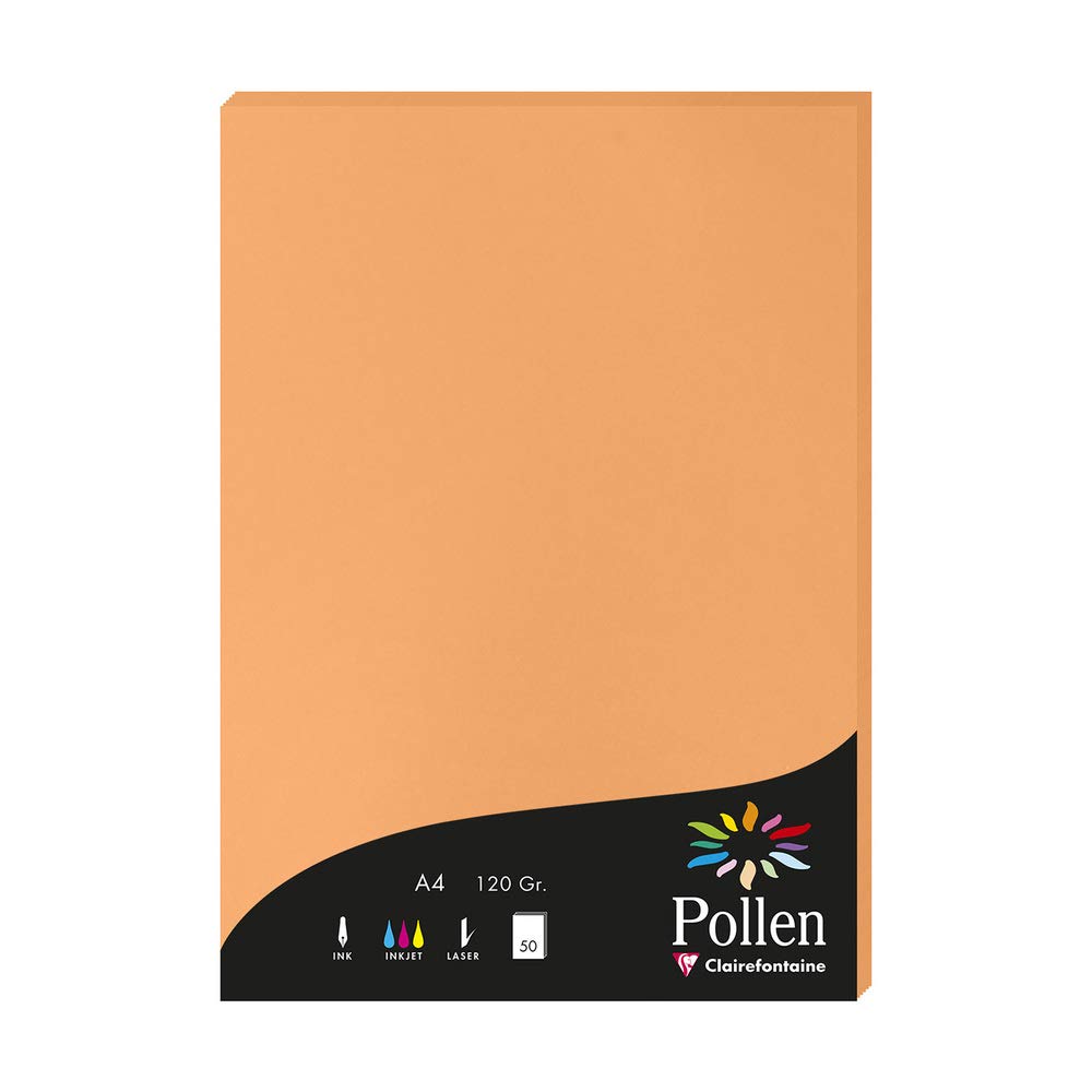 Clairefontaine 4208C Wallet of 50 Sheets Format A4 (21x29,7cm) 120gsm colour Orange Invitation Paper Events Correspondence Pollen Range Premium Smooth Paper