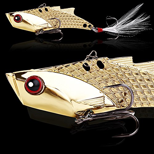 image for YONGZHI Fishing Lures Metal VIB Hard Spinner Blade Baits with Feathers