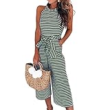 RIBITENS Women Casual Sleeveless Jumpsuit Strap Bow Wide Leg Rompers with Pockets