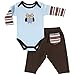Hudson Baby Unisex Baby Cotton Bodysuit and Pant Set, Owl, 6-9 Months