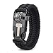 Emergency Paracord Bracelets, Emergency Kit with Thermometer Fire Starter Scraper Whistle Kit-Parachute Cord-Escape Survival Gear Pack (Black 1PCS)