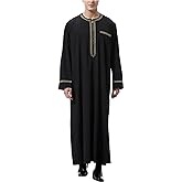 LVCBL Kaftan for Men Long Sleeve Mens Thobe Big And Tall Muslim Clothes Dubai Caftan Gown