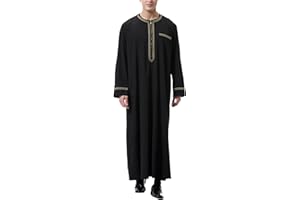 LVCBL Kaftan for Men Long Sleeve Mens Thobe Big And Tall Muslim Clothes Dubai Caftan Gown